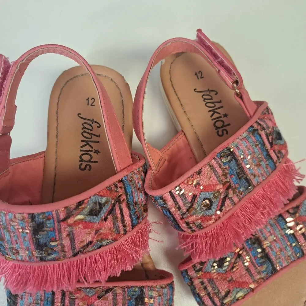 Boho Fringe Pink Girls Sandals